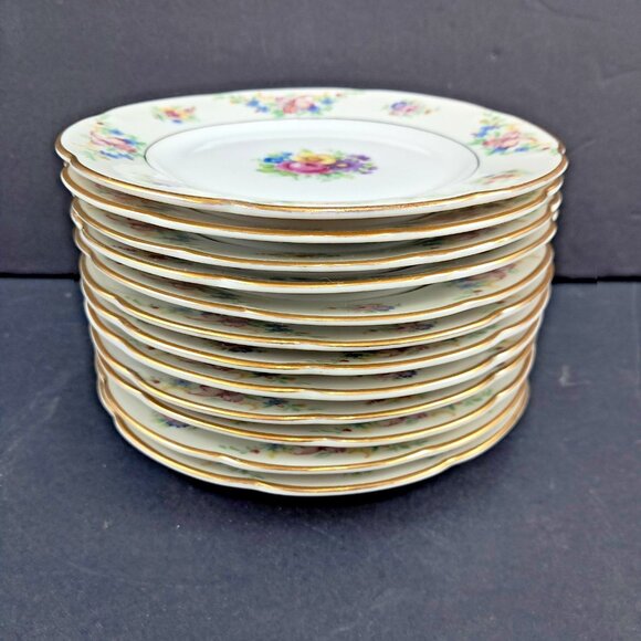 Royal Bayreuth 6" Bread Plates Dresden Floral Bavaria -Lot of 12 - Picture 5 of 5